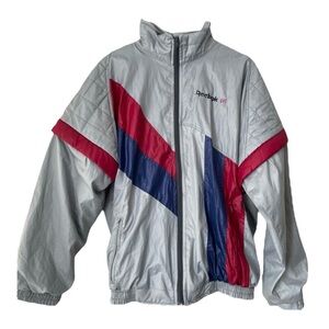 Vtg REEBOK Removable Sleeves Windbreaker Jacket Size Large 80s